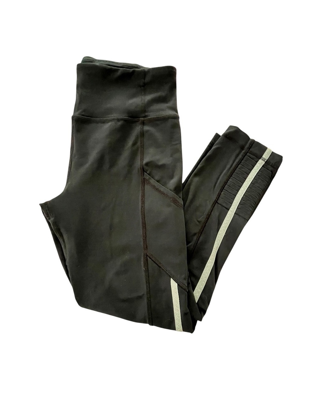 Lululemon Womens Run Back On Track Crop Blk/Gray Athletic Yoga Gym Leggings 6